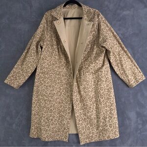 NWT Isaac Mizrahi Tan Leopard Cheetah Print Trench Coat Reversible  22W spring